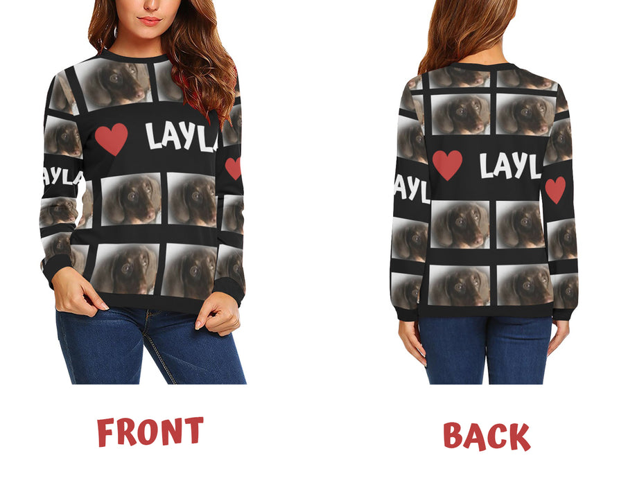 Custom Add Your Photo Here PET Dog Cat Photos on Womens & Mens Pullover Sweatshirt