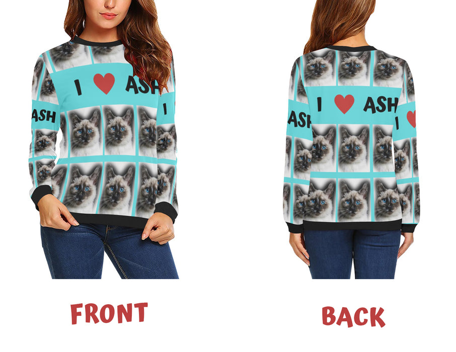 Custom Add Your Photo Here PET Dog Cat Photos on Womens & Mens Pullover Sweatshirt