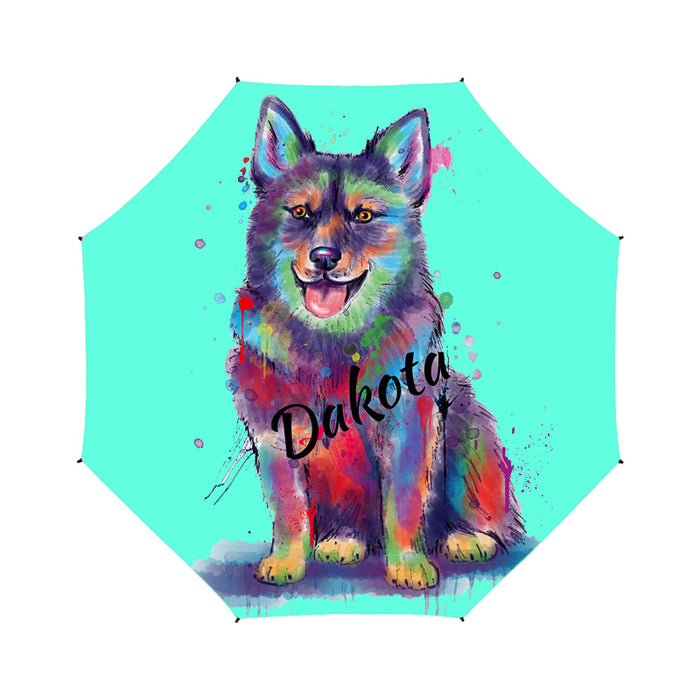 Custom Pet Name Personalized Watercolor Swedish Vallhund DogSemi-Automatic Foldable Umbrella