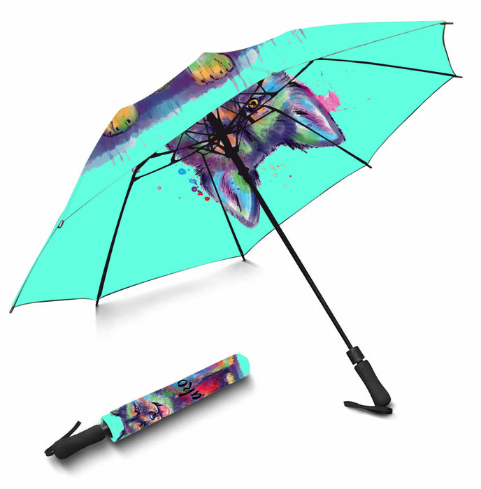 Custom Pet Name Personalized Watercolor Swedish Vallhund DogSemi-Automatic Foldable Umbrella