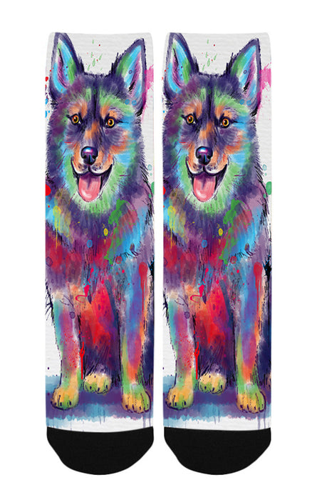 Watercolor Swedish Vallhund Dog Women's Casual Socks