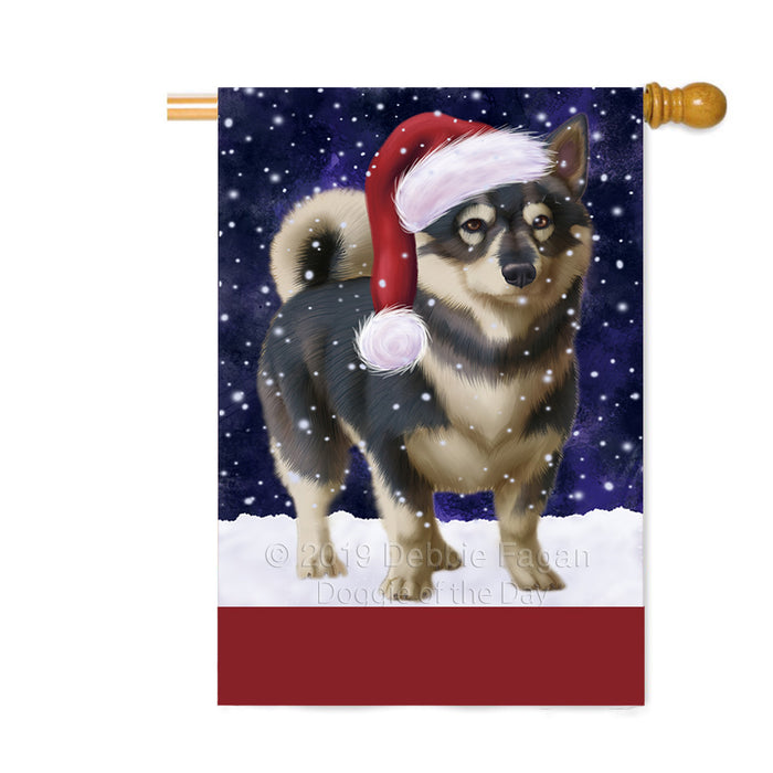 Personalized Let It Snow Happy Holidays Swedish Vallhund Dog Custom House Flag FLG-DOTD-A62517