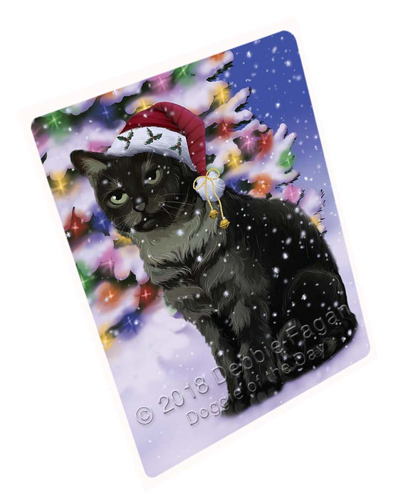 Winterland Wonderland Tabby Cat In Christmas Holiday Scenic Background Magnet MAG72339 (Small 5.5" x 4.25")