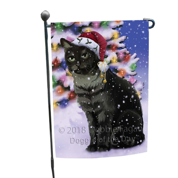 Winterland Wonderland Tabby Cat In Christmas Holiday Scenic Background Garden Flag GFLG56027
