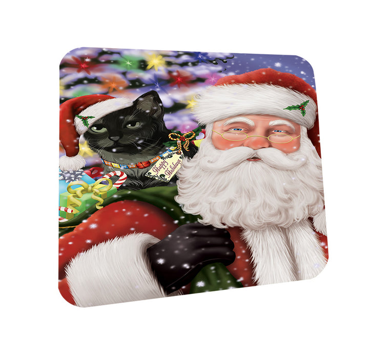 Santa Carrying Tabby Cat and Christmas Presents Coasters Set of 4 CST55495