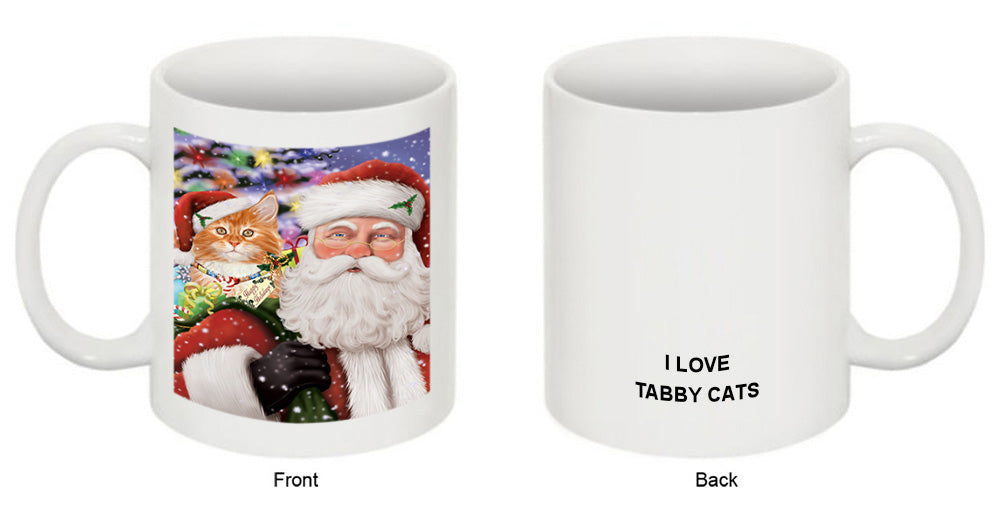 Santa Carrying Tabby Cat and Christmas Presents Coffee Mug MUG50936
