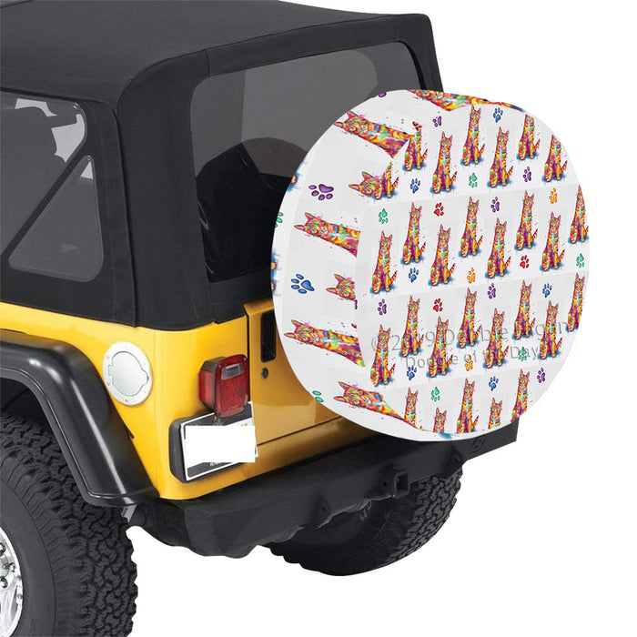 Watercolor Mini Tabby Orange Cats Car Tire Cover