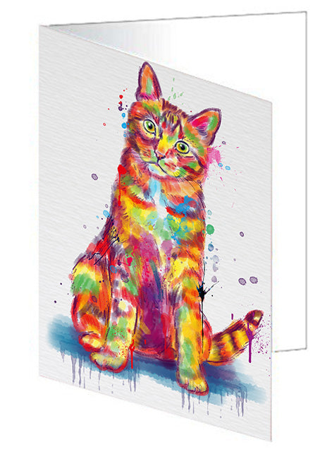Watercolor Tabby Orange Cat Handmade Artwork Assorted Pets Greeting Cards and Note Cards with Envelopes for All Occasions and Holiday Seasons GCD79136