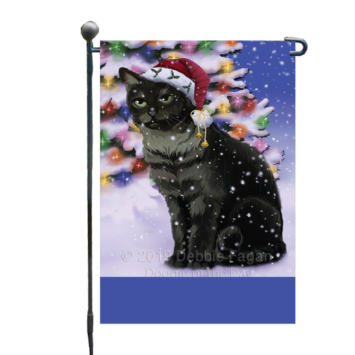 Personalized Winterland Wonderland Tabby Cat In Christmas Holiday Scenic Background Custom Garden Flags GFLG-DOTD-A61416