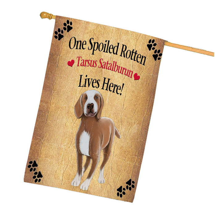 Spoiled Rotten Tarsus Catalburun Dog House Flag Outdoor Decorative Double Sided Pet Portrait Weather Resistant Premium Quality Animal Printed Home Decorative Flags 100% Polyester FLG68545