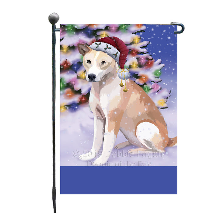 Personalized Winterland Wonderland Telomian Dog In Christmas Holiday Scenic Background Custom Garden Flags GFLG-DOTD-A61417