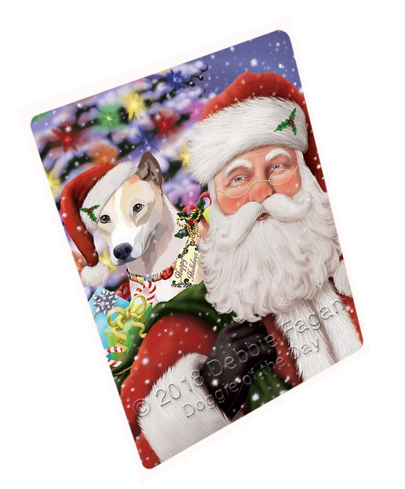 Santa Carrying Telomian Dog and Christmas Presents Large Refrigerator / Dishwasher Magnet RMAG95502