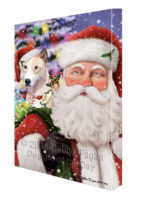 Santa Carrying Telomian Dog and Christmas Presents Canvas Print Wall Art Décor CVS119780