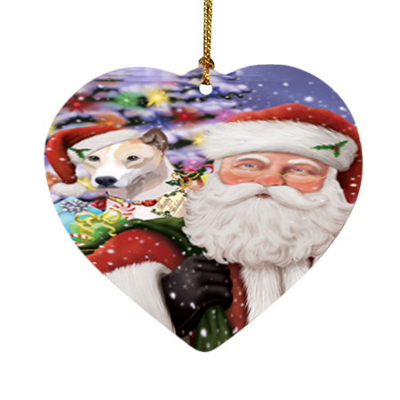 Santa Carrying Telomian Dog and Christmas Presents Heart Christmas Ornament HPOR55895