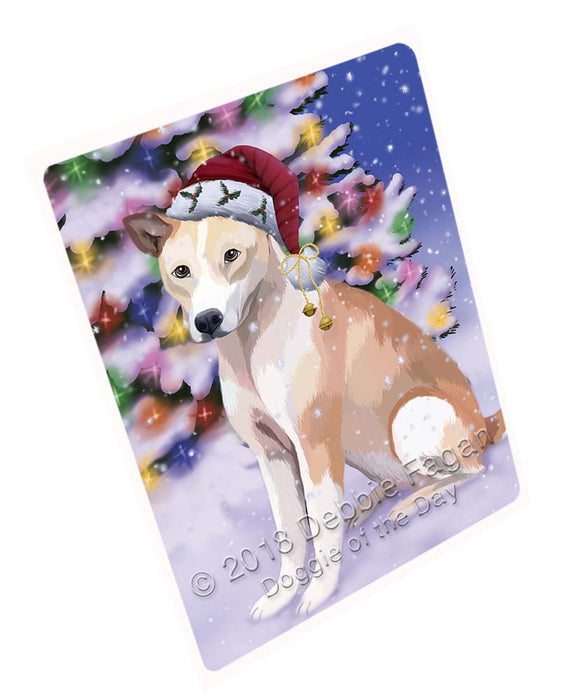Winterland Wonderland Telomian Dog In Christmas Holiday Scenic Background Magnet MAG72345 (Small 5.5" x 4.25")