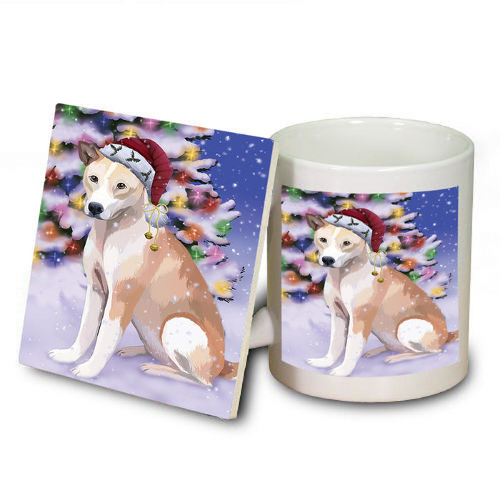 Winterland Wonderland Telomian Dog In Christmas Holiday Scenic Background Mug and Coaster Set MUC55728