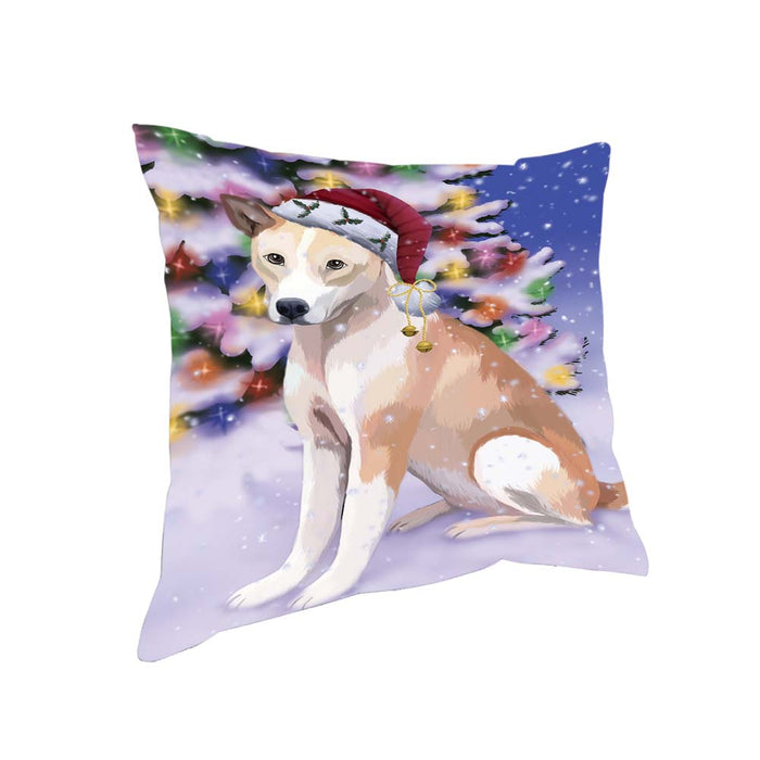 Winterland Wonderland Telomian Dog In Christmas Holiday Scenic Background Pillow PIL71872