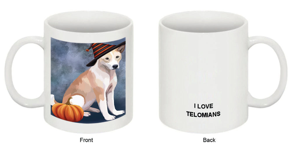 Happy Halloween Telomian Dog Wearing Witch Hat with Pumpkin Coffee Mug MUG50220