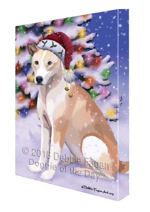 Winterland Wonderland Telomian Dog In Christmas Holiday Scenic Background Canvas Print Wall Art Décor CVS121553