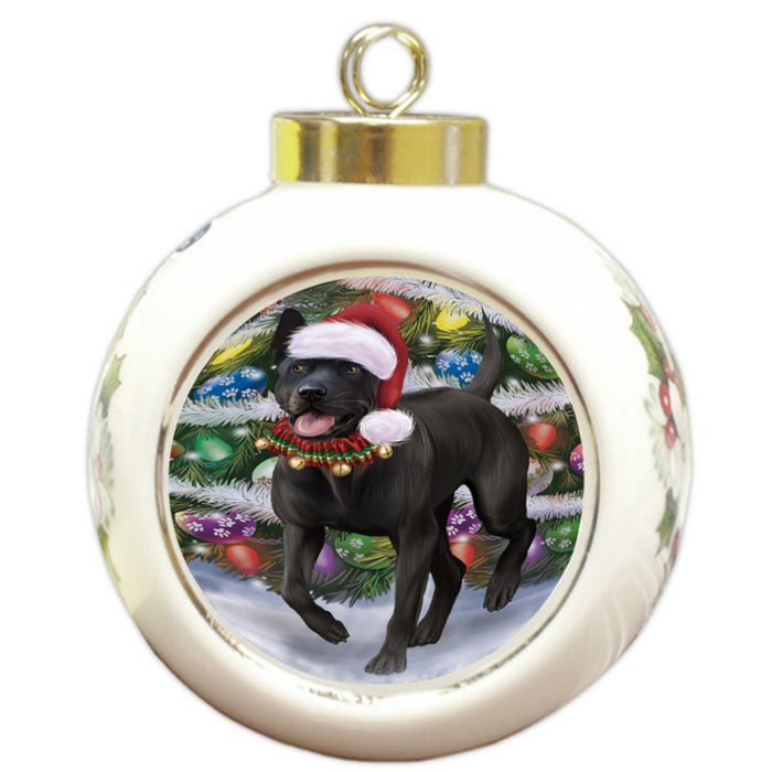 Trotting in the Snow Thai Ridgeback Dog Round Ball Christmas Ornament RBPOR58468