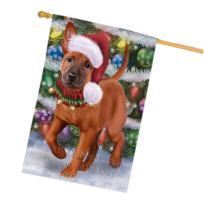Trotting in the Snow Thai Ridgeback Dog House Flag FLG66157
