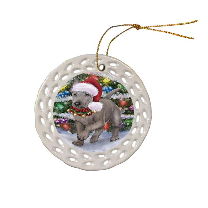 Trotting in the Snow Thai Ridgeback Dog Doily Ornament DPOR58127