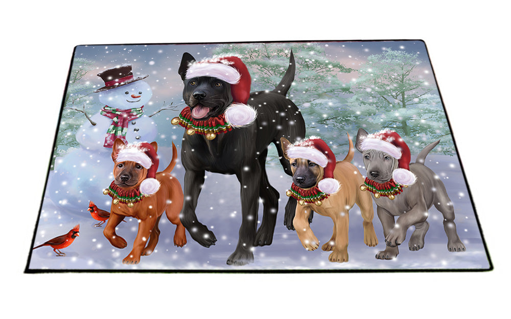 Christmas Running Family Thai Ridgeback Dogs Floormat FLMS54350