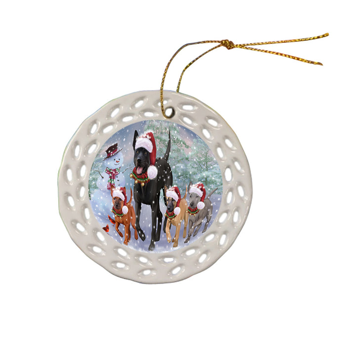 Christmas Running Family Thai Ridgeback Dogs Doily Ornament DPOR58091