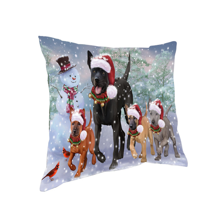 Christmas Running Family Thai Ridgeback Dogs Pillow with Top Quality High-Resolution Images - Ultra Soft Pet Pillows for Sleeping - Reversible & Comfort - Ideal Gift for Dog Lover - Cushion for Sofa Couch Bed - 100% Polyester