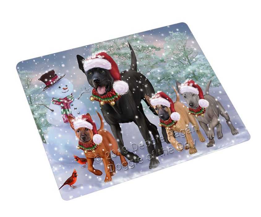 Christmas Running Family Thai Ridgeback Dogs Cutting Board - For Kitchen - Scratch & Stain Resistant - Designed To Stay In Place - Easy To Clean By Hand - Perfect for Chopping Meats, Vegetables