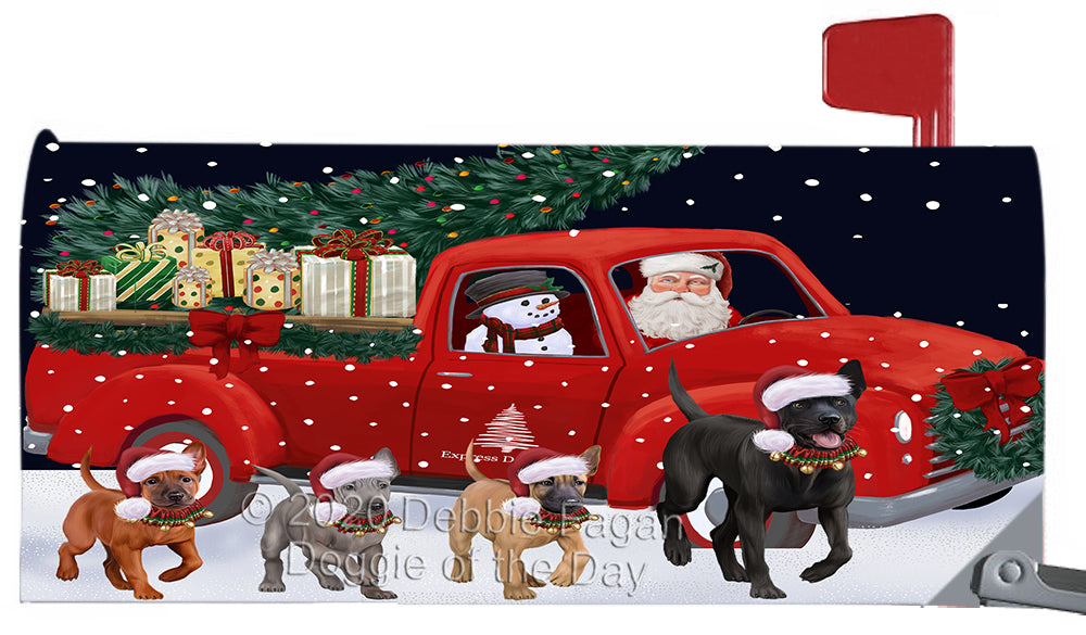 Christmas Express Delivery Red Truck Running Thai Ridgeback Dog Magnetic Mailbox Cover Both Sides Pet Theme Printed Decorative Letter Box Wrap Case Postbox Thick Magnetic Vinyl Material