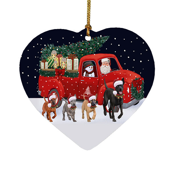 Christmas Express Delivery Red Truck Running Thai Ridgeback Dogs Heart Christmas Ornament RFPOR58126