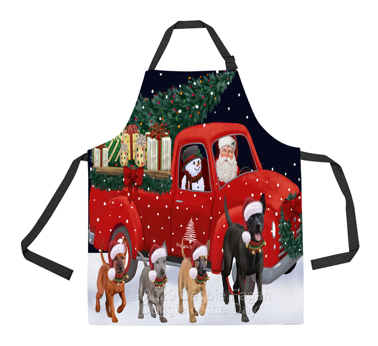 Christmas Express Delivery Red Truck Running Thai Ridgeback Dogs Apron Apron-48160