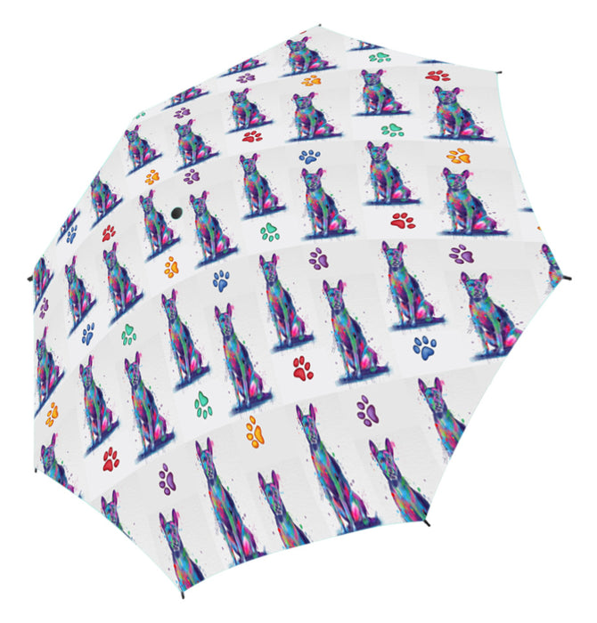 Watercolor Mini Thai Ridgeback DogsSemi-Automatic Foldable Umbrella