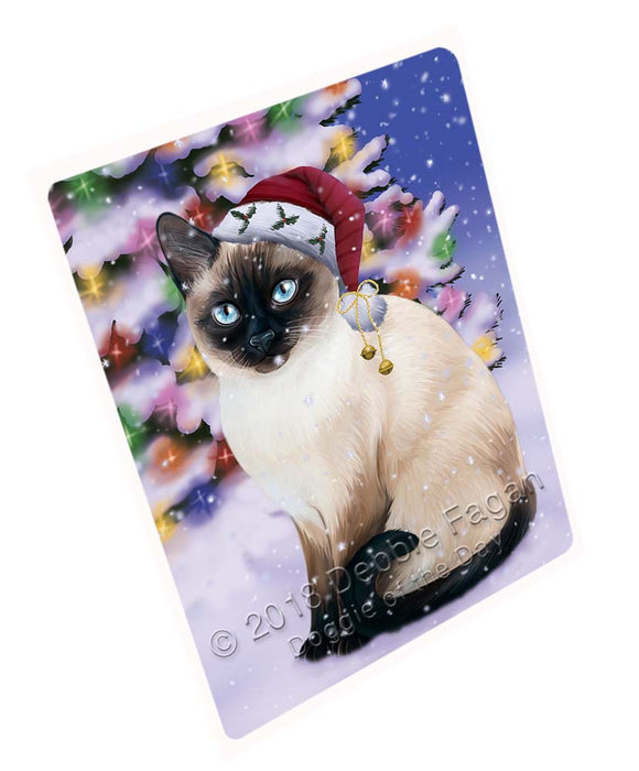 Winterland Wonderland Thai Siamese Cat In Christmas Holiday Scenic Background Large Refrigerator / Dishwasher Magnet RMAG96690