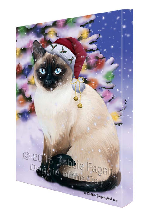 Winterland Wonderland Thai Siamese Cat In Christmas Holiday Scenic Background Canvas Print Wall Art Décor CVS121562