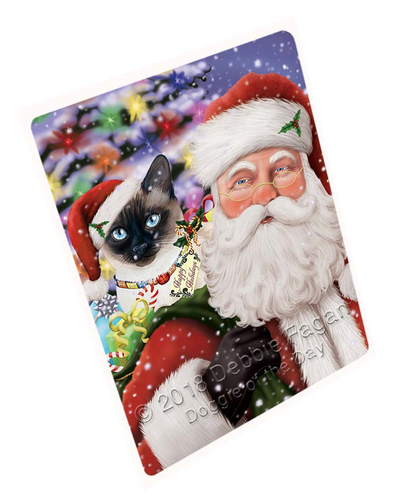 Santa Carrying Thai Siamese Cat and Christmas Presents Cutting Board C71757
