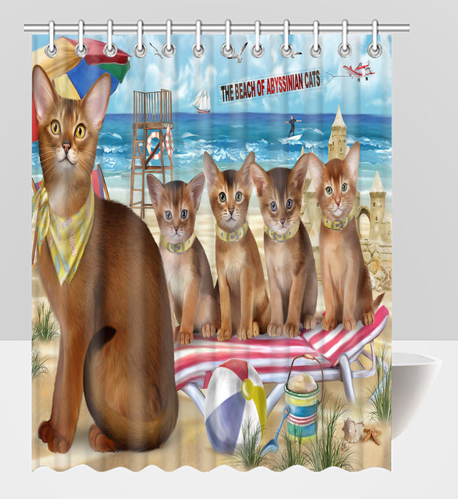 Pet Friendly Beach Abyssinian Cats Shower Curtain
