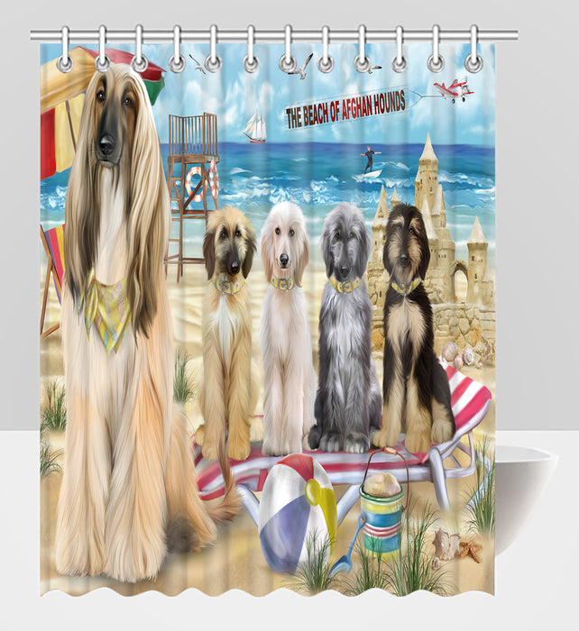 Pet Friendly Beach Afghan Hound Dogs Shower Curtain