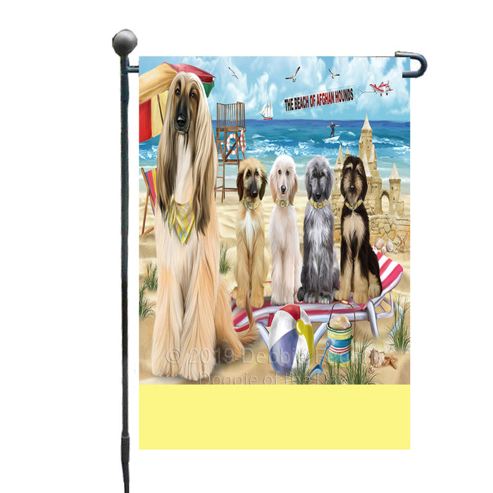 Personalized Pet Friendly Beach Afghan Hound Dogs Custom Garden Flags GFLG-DOTD-A58223