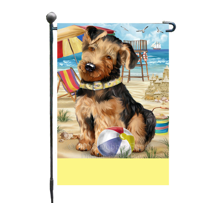 Personalized Pet Friendly Beach Airedale Terrier Dog Custom Garden Flags GFLG-DOTD-A58230