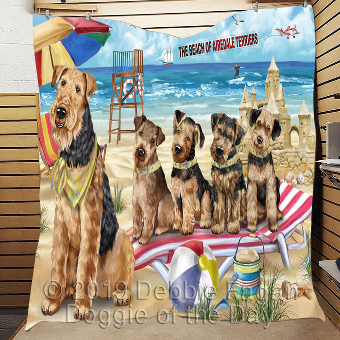 Pet Friendly Beach Airedale Terrier Dogs Quilt