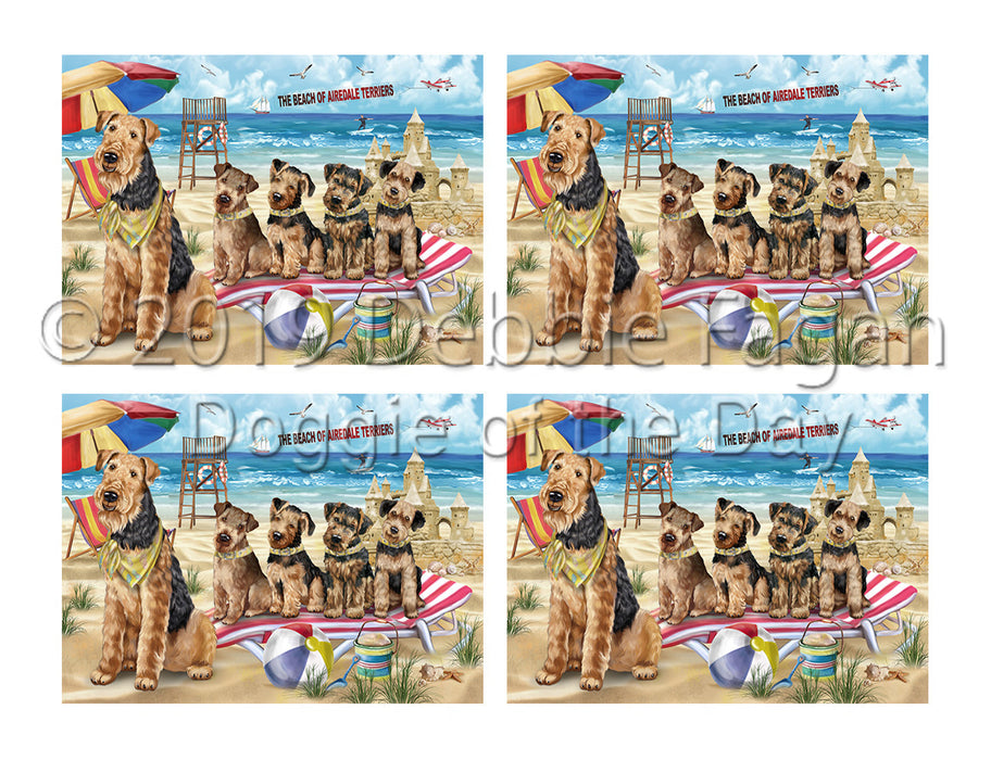 Pet Friendly Beach Airedale Terrier Dogs Placemat
