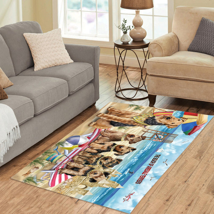 Pet Friendly Beach Airedale Terrier Dogs Area Rug