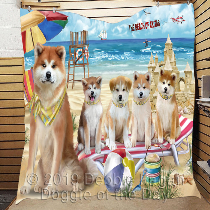 Pet Friendly Beach Akita Dogs Quilt