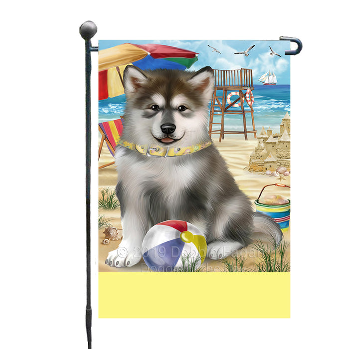 Personalized Pet Friendly Beach Alaskan Malamute Dog Custom Garden Flags GFLG-DOTD-A58238