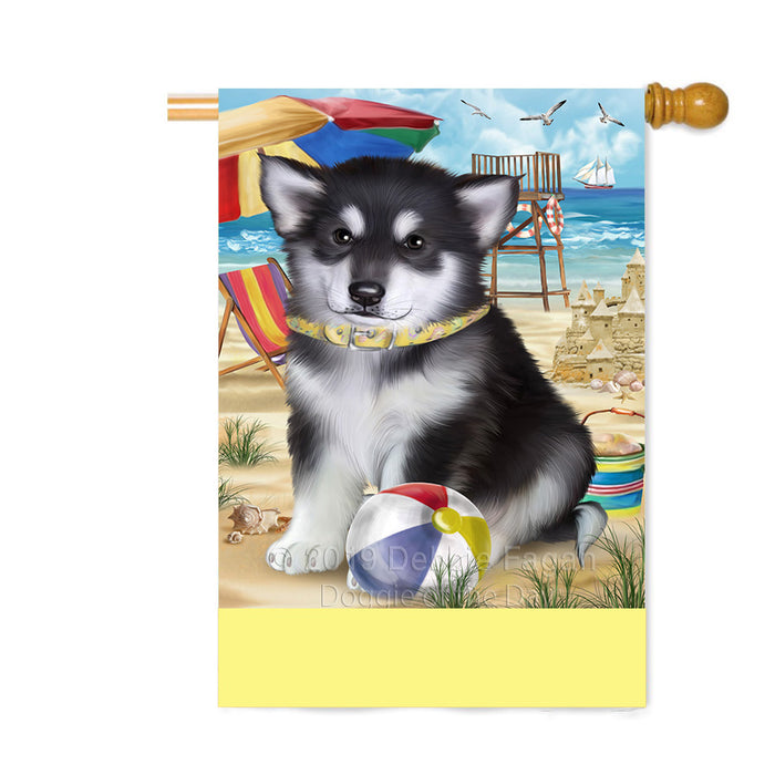 Personalized Pet Friendly Beach Alaskan Malamute Dog Custom House Flag FLG-DOTD-A58295