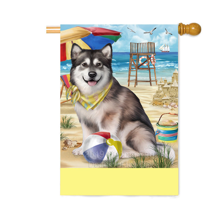Personalized Pet Friendly Beach Alaskan Malamute Dog Custom House Flag FLG-DOTD-A58296