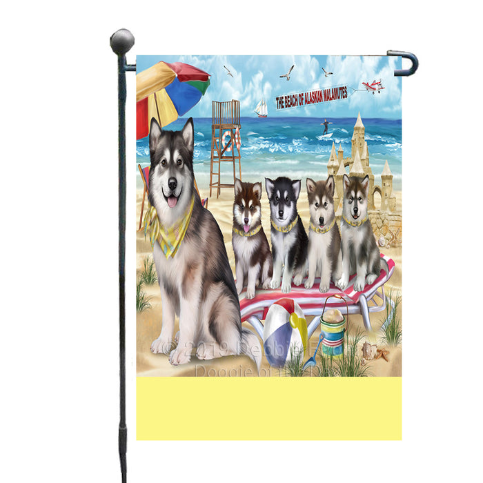 Personalized Pet Friendly Beach Alaskan Malamute Dogs Custom Garden Flags GFLG-DOTD-A58236