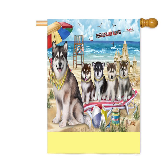 Personalized Pet Friendly Beach Alaskan Malamute Dogs Custom House Flag FLG-DOTD-A58292